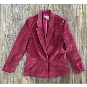 Vtg Worthington Corduroy Blazer Jacket Womens 10 Mauve Pockets Career Preppy